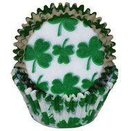 CLEARANCE FREE STANDARD SHIPPING - 24 Saint Patricks Day Green Shamrock Baking Cups Cupcake Liners - for Muffins...