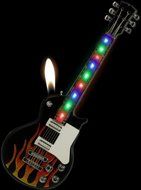 Unishow&reg; 2&quot; Mini Guitar Shaped Torch Cigarette Refillable Cigar Cigarette Butane LED Light up Lighters N2