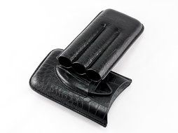 Skyway Crocodile Cigar Case Holder with Cigar Cutter - Black N3