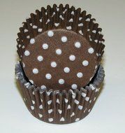 Brown Greaseproof Polka Dot Baking Cup Cupcake Liners - Pack of 50