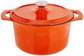 Rachael Ray Cast Iron 5-Quart Covered Round Casserole, Orange