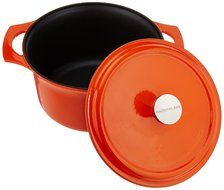 Rachael Ray Cast Iron 5-Quart Covered Round Casserole, Orange N2