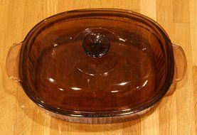 Corning Vision Visions 4 L (4 Qt.) Amber Covered Oval Roaster Casserole with Lid N3