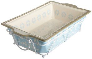 DII Crystal Blue Vintage Flower Ceramic Baker with Lid N2