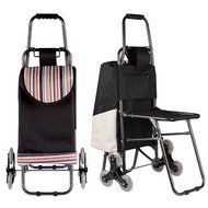 Stair Climbing Rolling Shopping Multipurpose Laundry Utility Cart with Seat