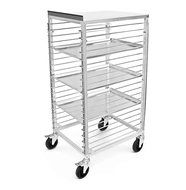 New Star Foodservice 42979 20-Tier Bun Pan Rack with Stainless Steel Backsplash Top, Silver