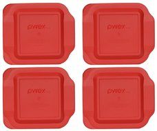 Pyrex Red Plastic Lid for 2 Quart 8-inch Square Baking Dish #222-PC (2-Pack) N3