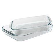 Pyrex Basics 2 Piece Value Plus Pack with 2 &amp; 3 Quart Clear Oblong Glass Baking Dishes - Includes Bamboo Hot Pad... N4