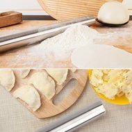 GikPal Stainless Steel Rolling Pin, Metal Rolling Pin for Bakers - Best for Cookie &amp; Pastry Dough etc-1.5-Inch... N2