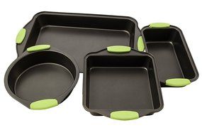 Bakeware Set -Premium Nonstick Baking Pans -Set of 4- ligh green Silicone Handles includes a Pie Pan, a Square...