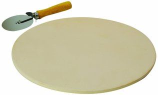 Ecolution Kitchen Extras Pizza Stone with Wooden Handle Cutter, 15-Inch