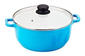 Vinaroz Die Cast Aluminum with Ceramic Coating 24-Cm 4.2-Quart Casserole with Lid and Vent, Blue