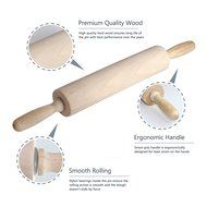 Rolling Pin - Classic Wood - Ideal for Baking Needs - Professional Dough Roller - Used by Bakers &amp; Cooks for Pasta... N3