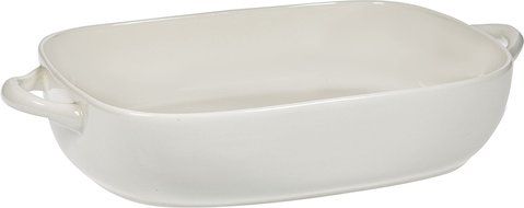 11&quot;L Maison White Rectangle Rounded Edge Baker W/Handles