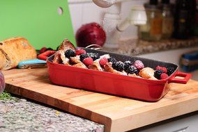 Lava Signature Enameled Cast- Iron 2-3/4 Quart - 8-/12 x 12 inch Roasting-Baking Pan, Cayenne Red N2