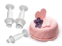 FOUR-C Cake Decorations Heart Plastic Cutter Set Cake Cutters for Fondant Decorating Color White