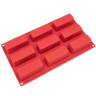 Freshware SL-113RD 9-Cavity Narrow Silicone Mold for Soap, Cake, Bread, Cupcake, Cheesecake, Cornbread, Muffin...