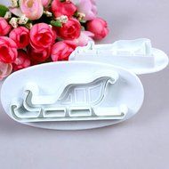 Joylive 2pcs Sleigh Sugarcraft Cake Decorating Icing Fondant Cutter Mold Mould Tool Xmas N2