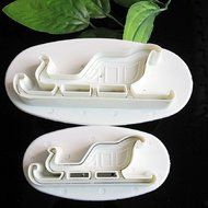 Joylive 2pcs Sleigh Sugarcraft Cake Decorating Icing Fondant Cutter Mold Mould Tool Xmas N5