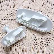 Joylive 2pcs Sleigh Sugarcraft Cake Decorating Icing Fondant Cutter Mold Mould Tool Xmas N6