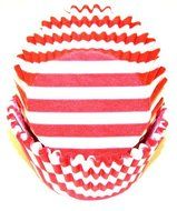 CakeSupplyShop CK8YU - 50Pack Red &amp; White Stripes &amp; Swirl Carnival Standard Cupcake Baking Cup Liners