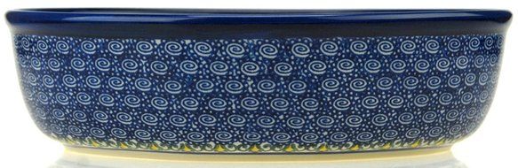 Ceramika Boleslawiecka Kalich Polish Hand Painted Oval Baking Dish - 9.75&quot; x 6.75&quot; x 2.75&quot; (Blueberries) N4