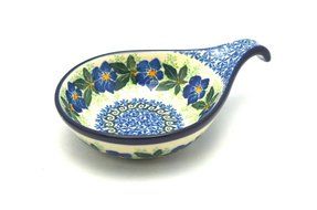 Polish Pottery Spoon/Ladle Rest - Blue Pansy