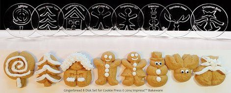 Gingerbread 8 Disk Set for Cookie Presses (SIZE M disks for presses that came with METAL disks)