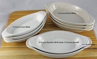 ITI Ceramic Oval Rarebit / Au Gratin Baking Dish with Pan Scraper, Set of 4 (15 Ounce, Bone White) N4
