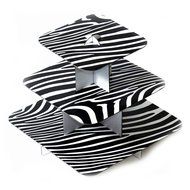 Adorox 12" 3 Tier Cardboard Cup Cake Holder Stand Tower (Round or Squared) Assorted colors (Black (1 pcs) Square)