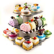 Adorox 12" 3 Tier Cardboard Cup Cake Holder Stand Tower (Round or Squared) Assorted colors (Black (1 pcs) Square) N2