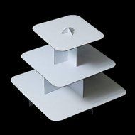 Adorox 12" 3 Tier Cardboard Cup Cake Holder Stand Tower (Round or Squared) Assorted colors (Black (1 pcs) Square) N5