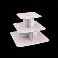 Adorox 12" 3 Tier Cardboard Cup Cake Holder Stand Tower (Round or Squared) Assorted colors (Black (1 pcs) Square) N13
