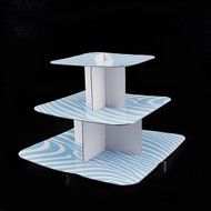Adorox 12" 3 Tier Cardboard Cup Cake Holder Stand Tower (Round or Squared) Assorted colors (Black (1 pcs) Square) N14