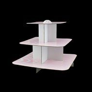 Adorox 12" 3 Tier Cardboard Cup Cake Holder Stand Tower (Round or Squared) Assorted colors (Black (1 pcs) Square) N15