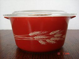 Vintage Pyrex Autumn Harvest Wheat Cinderella Bowl with Lid N2