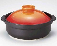 Utage for 5-6 persons 12.4inch Donabe Japanese Hot pot Orange Ceramic Made in Japan N2