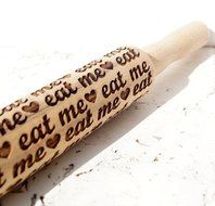 Eat Me embossing rolling pin, wooden rolling pin, Cookies decorating roller, Laser engraved rolling pin
