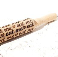 Eat Me embossing rolling pin, wooden rolling pin, Cookies decorating roller, Laser engraved rolling pin N2