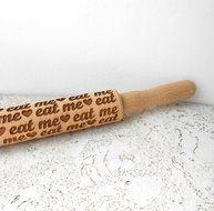Eat Me embossing rolling pin, wooden rolling pin, Cookies decorating roller, Laser engraved rolling pin N5
