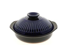Kotobuki 190-905D Black with Cobalt Blue Lid Donabe Japanese Hot Pot, X-Small, Serves 1 Person