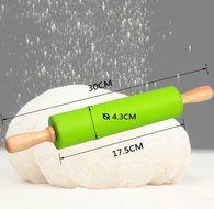 Kuke Silicone Rolling Pin with Wood Handles Professional Non-stick Home Marble Rolling Pin Small Gourmet Rolling... N8