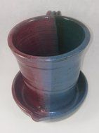 Aunt Chris' Pottery - Clay Bacon Cooker - Multi 3 Color Glazed - Heavy Hand Made - Unique New Way of Cooking Bacon N3