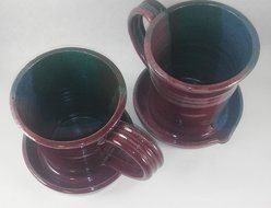 Aunt Chris' Pottery - Clay Bacon Cooker - Multi 3 Color Glazed - Heavy Hand Made - Unique New Way of Cooking Bacon N5