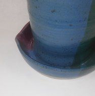 Aunt Chris' Pottery - Clay Bacon Cooker - Multi 3 Color Glazed - Heavy Hand Made - Unique New Way of Cooking Bacon N6