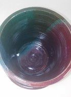 Aunt Chris' Pottery - Clay Bacon Cooker - Multi 3 Color Glazed - Heavy Hand Made - Unique New Way of Cooking Bacon N8