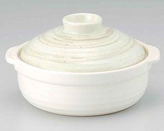 Ishime Kochi for 5-6 persons 13inch Donabe Japanese Hot pot White Ceramic Made in Japan
