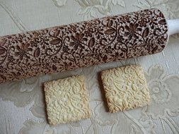 FRENCH LACE rolling pin and cookie cutter