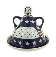 Polish Pottery Stars &amp; Stripes Small Cheese Lady