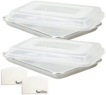 Aluminum Baking Sheet Pan with Snap-tight Plastic Lid Cover and Dough Scraper, Quarter Size, 9.5 Inch By 13 Inch... N2